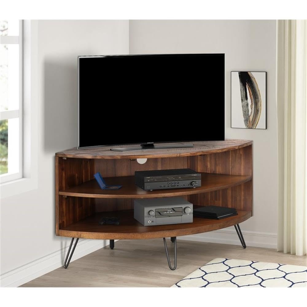 Brown Acacia Wood Corner Media Stand W640