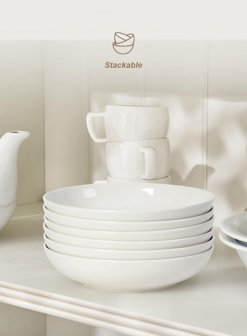 30oz Set of 4 White Porcelain Pasta Bowls P53282