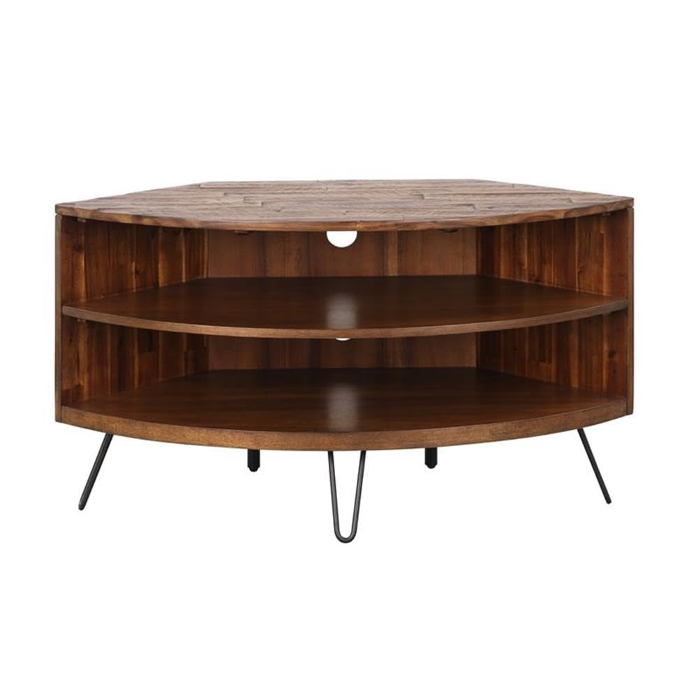 Brown Acacia Wood Corner Media Stand W640
