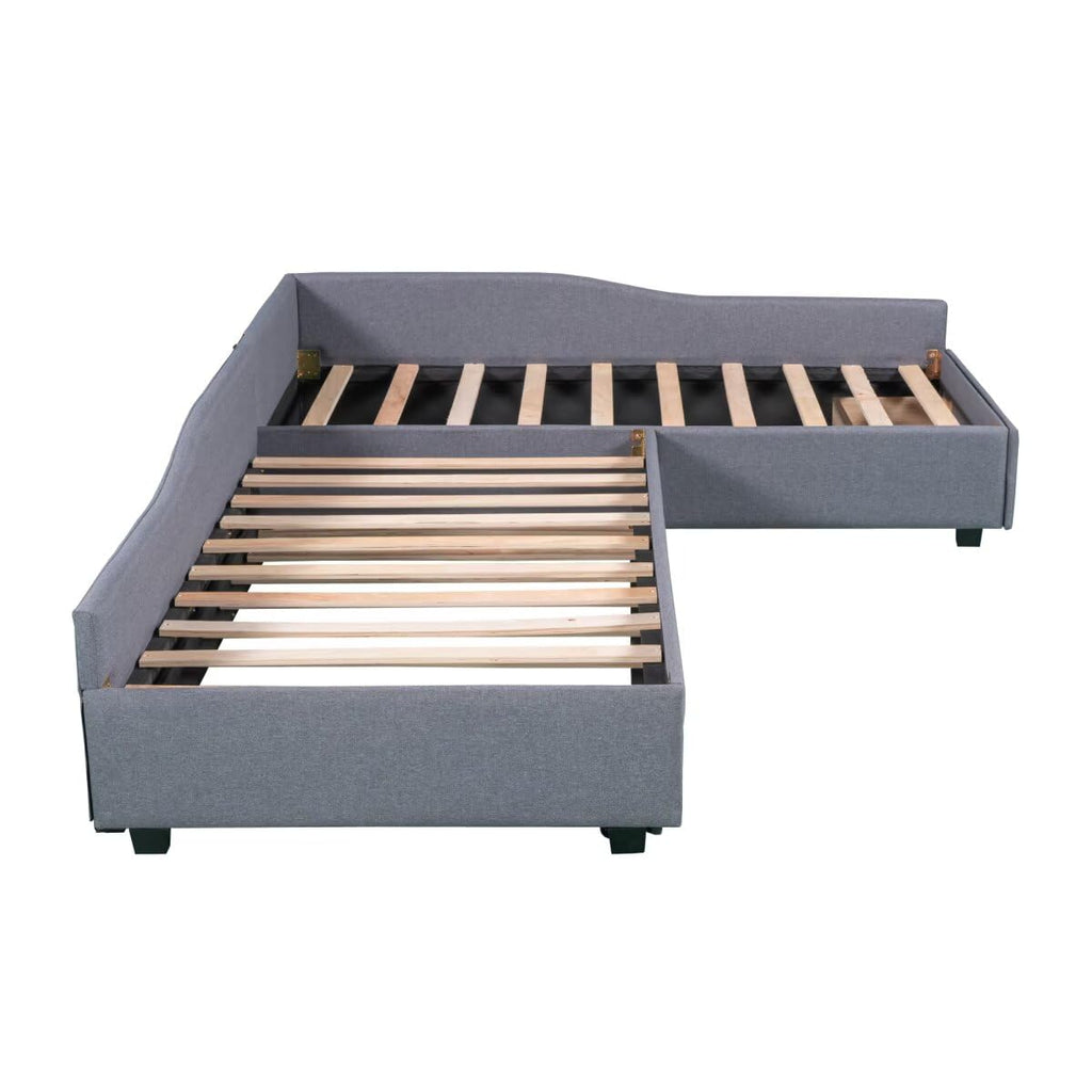 Gray L-Shaped Daybed with Trundle & Drawer M91413