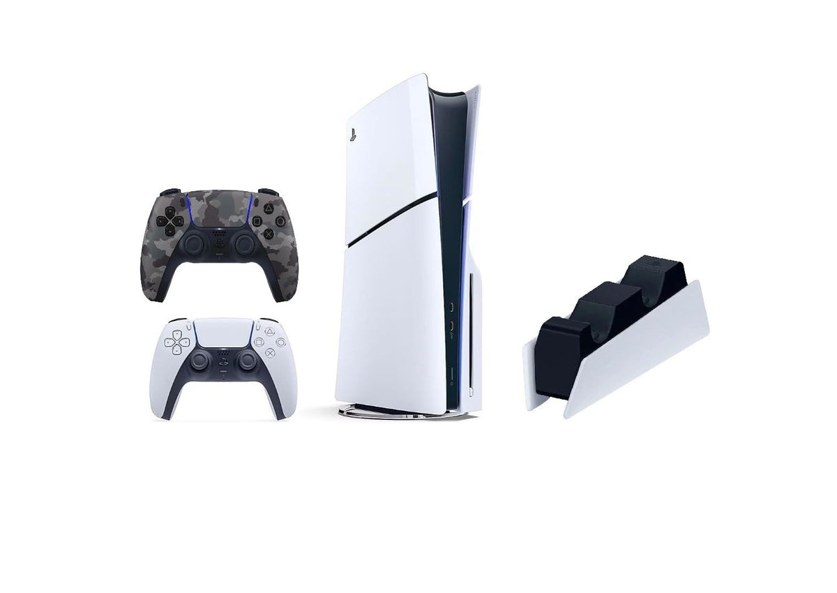 Playstation 5 Slim Disc 1TB Console Bundle with Controllers and Charging Station Z8668