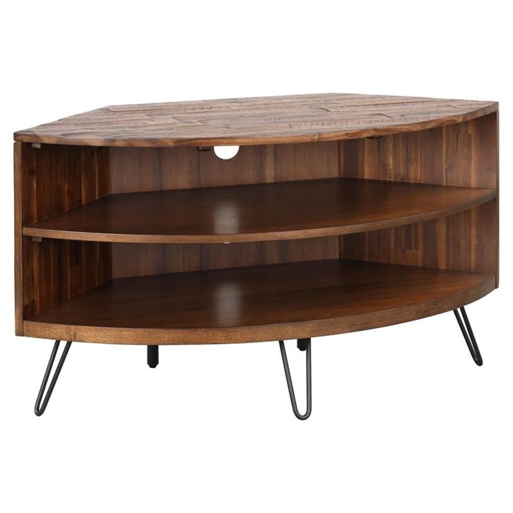 Brown Acacia Wood Corner Media Stand W640