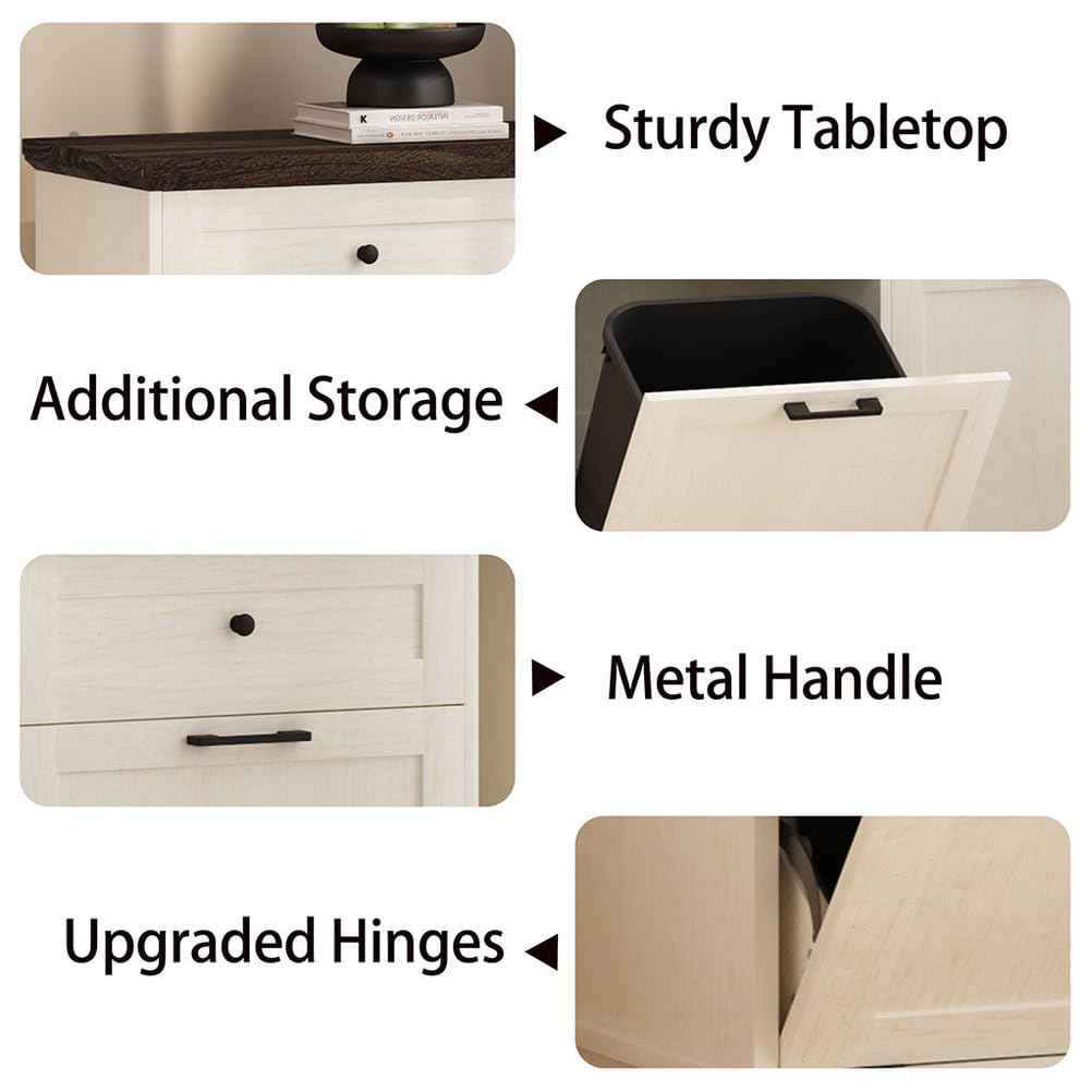 Double Tilt Out Trash Cabinet, Antique White D415200