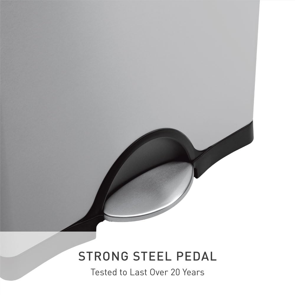 50 Liter Rectangular Brushed Stainless Steel Step Trash Can Q26226