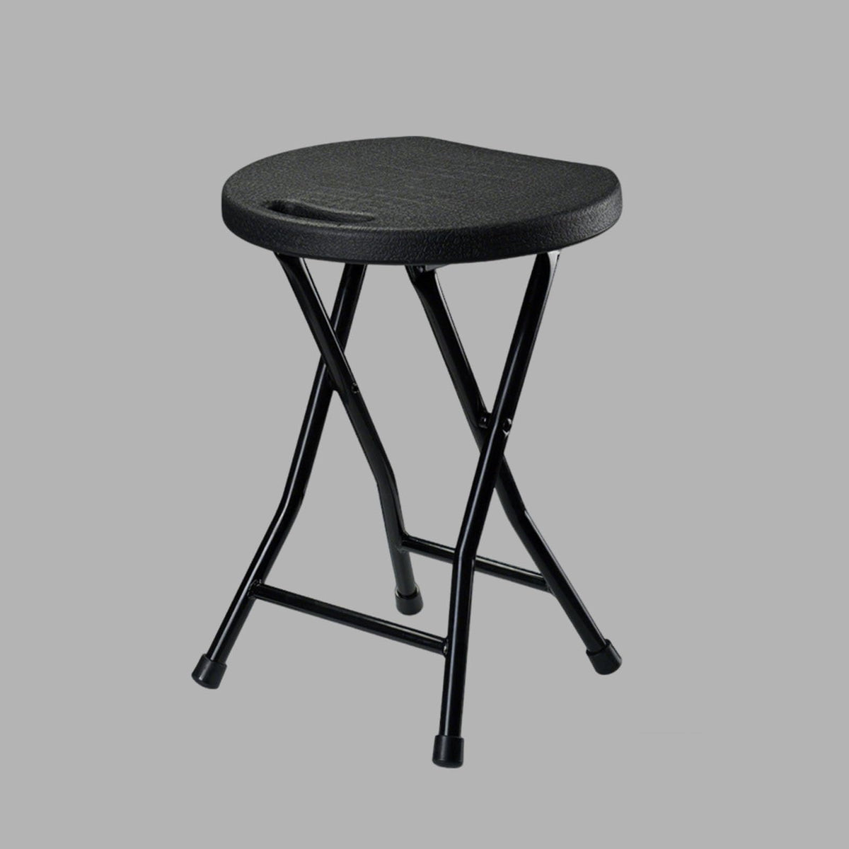 18in Black Backless Folding Chair with Steel Frame Legs S761367