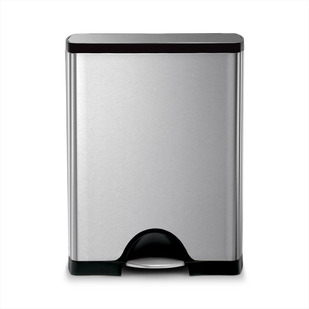 50 Liter Rectangular Brushed Stainless Steel Step Trash Can Q26226