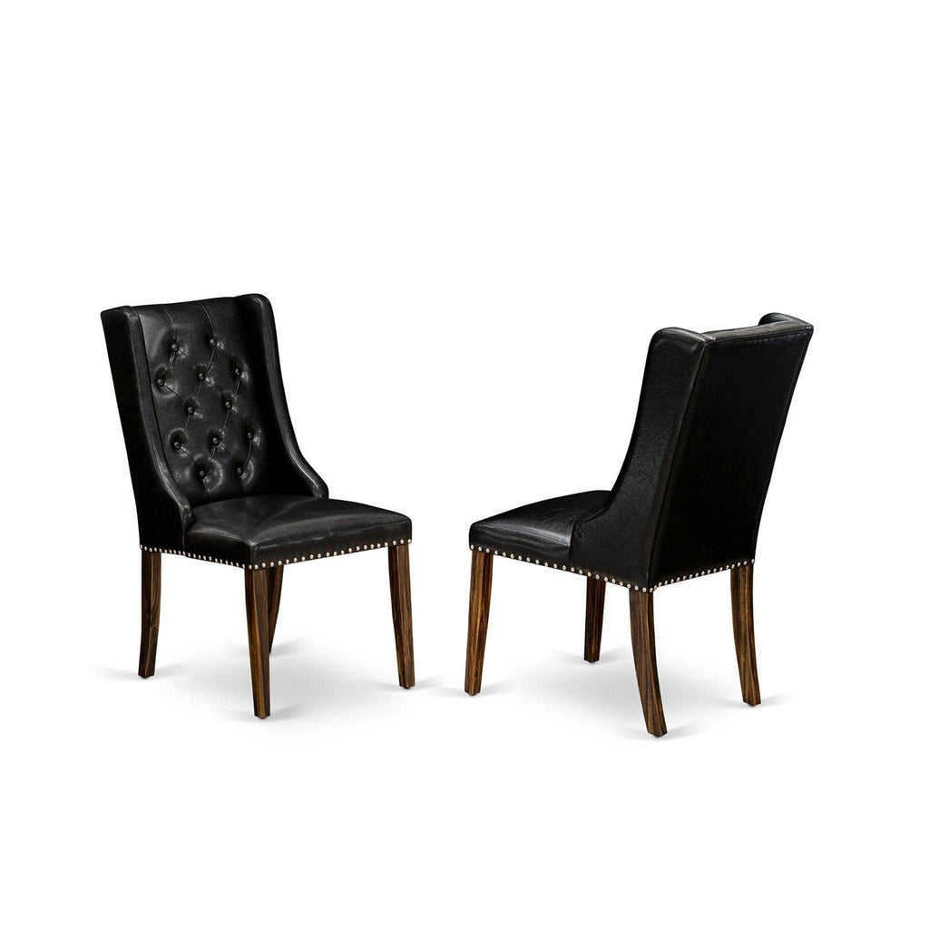 Black Faux Leather Button Tufted Dining Chairs, Set of 2 D4440