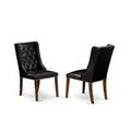 Black Faux Leather Button Tufted Dining Chairs, Set of 2 D4440
