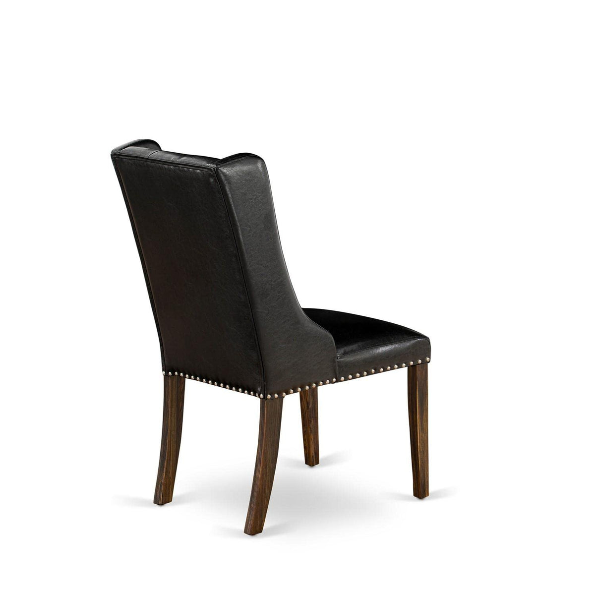 Black Faux Leather Button Tufted Dining Chairs, Set of 2 D4440