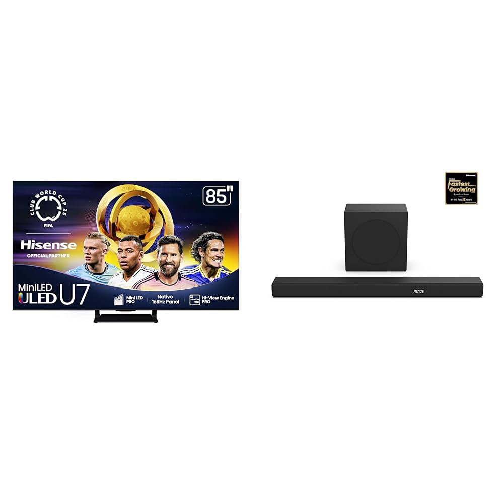 85" Mini-LED 4K UHD Smart Google TV and 3.1Ch Sound Bar with Wireless Subwoofer M412