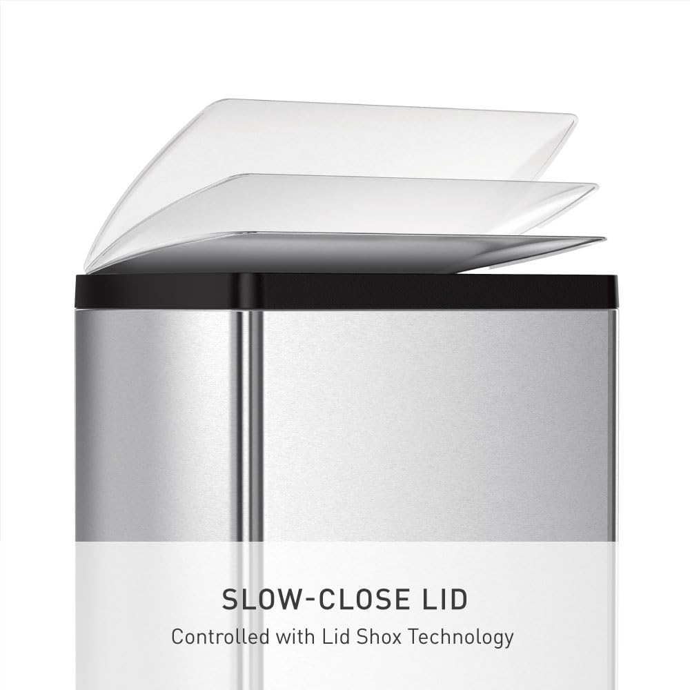 50 Liter Rectangular Brushed Stainless Steel Step Trash Can Q26226