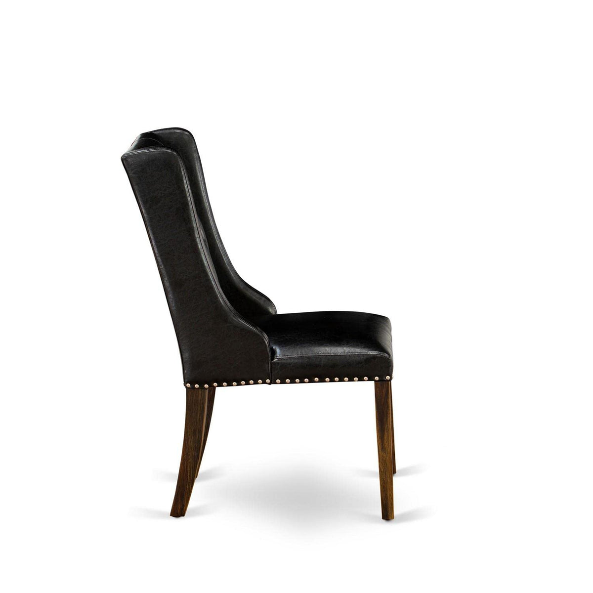 Black Faux Leather Button Tufted Dining Chairs, Set of 2 D4440