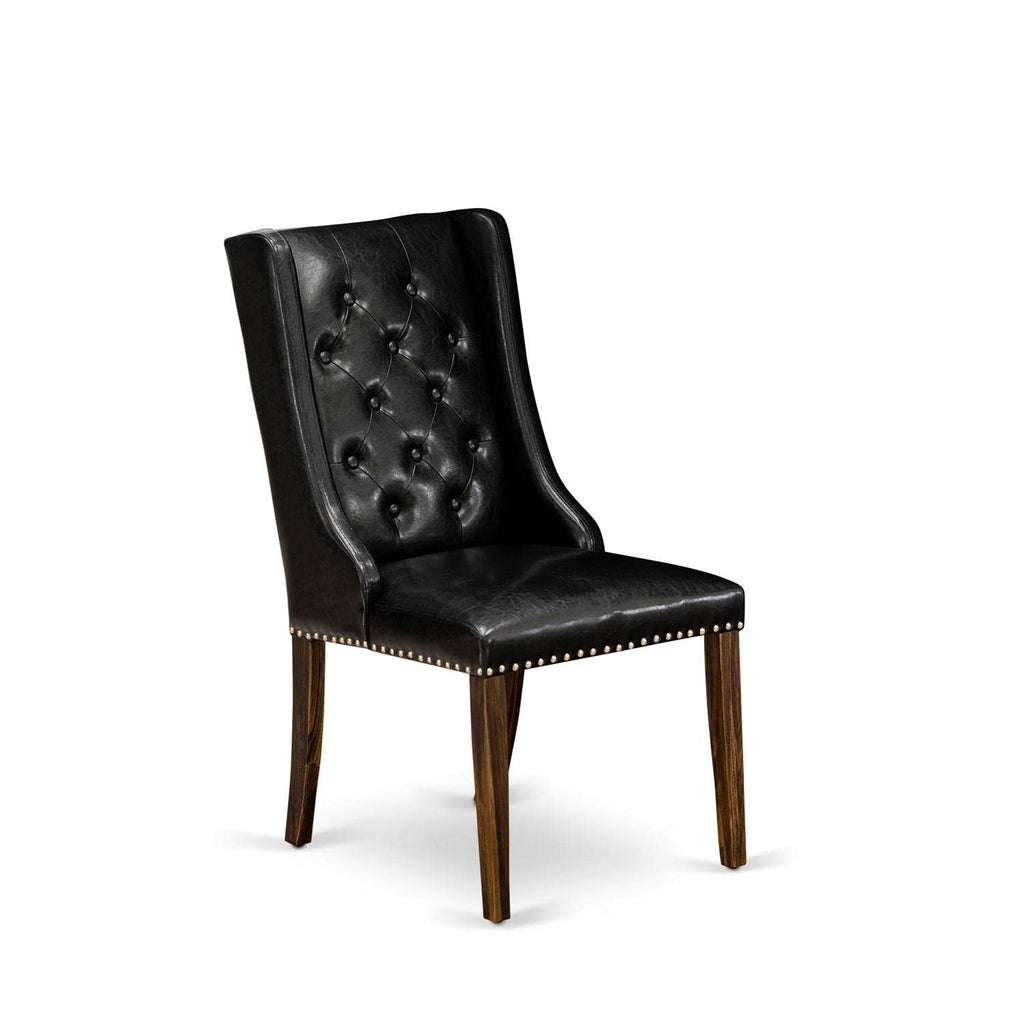 Black Faux Leather Button Tufted Dining Chairs, Set of 2 D4440