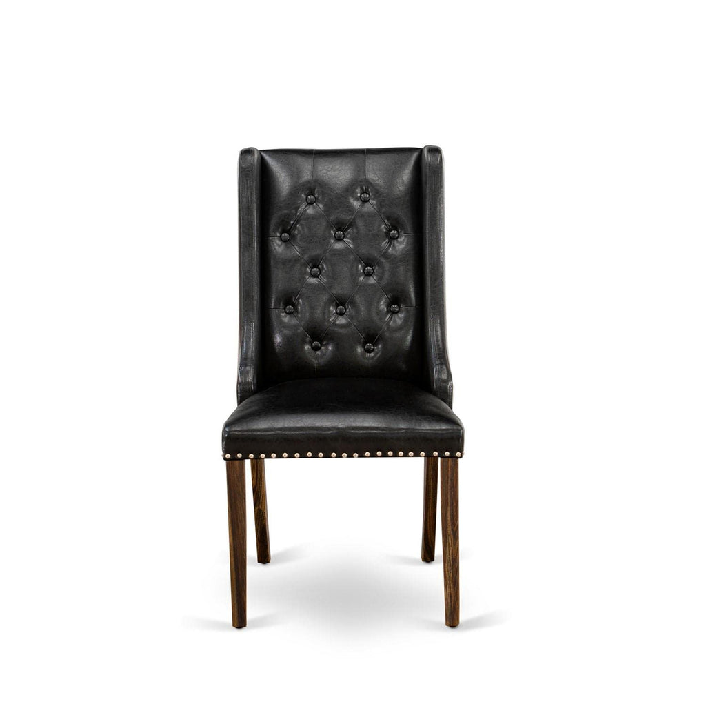 Black Faux Leather Button Tufted Dining Chairs, Set of 2 D4440