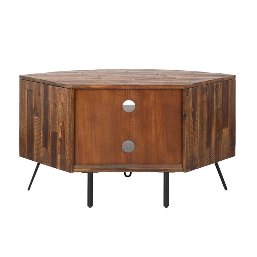 Brown Acacia Wood Corner Media Stand W640
