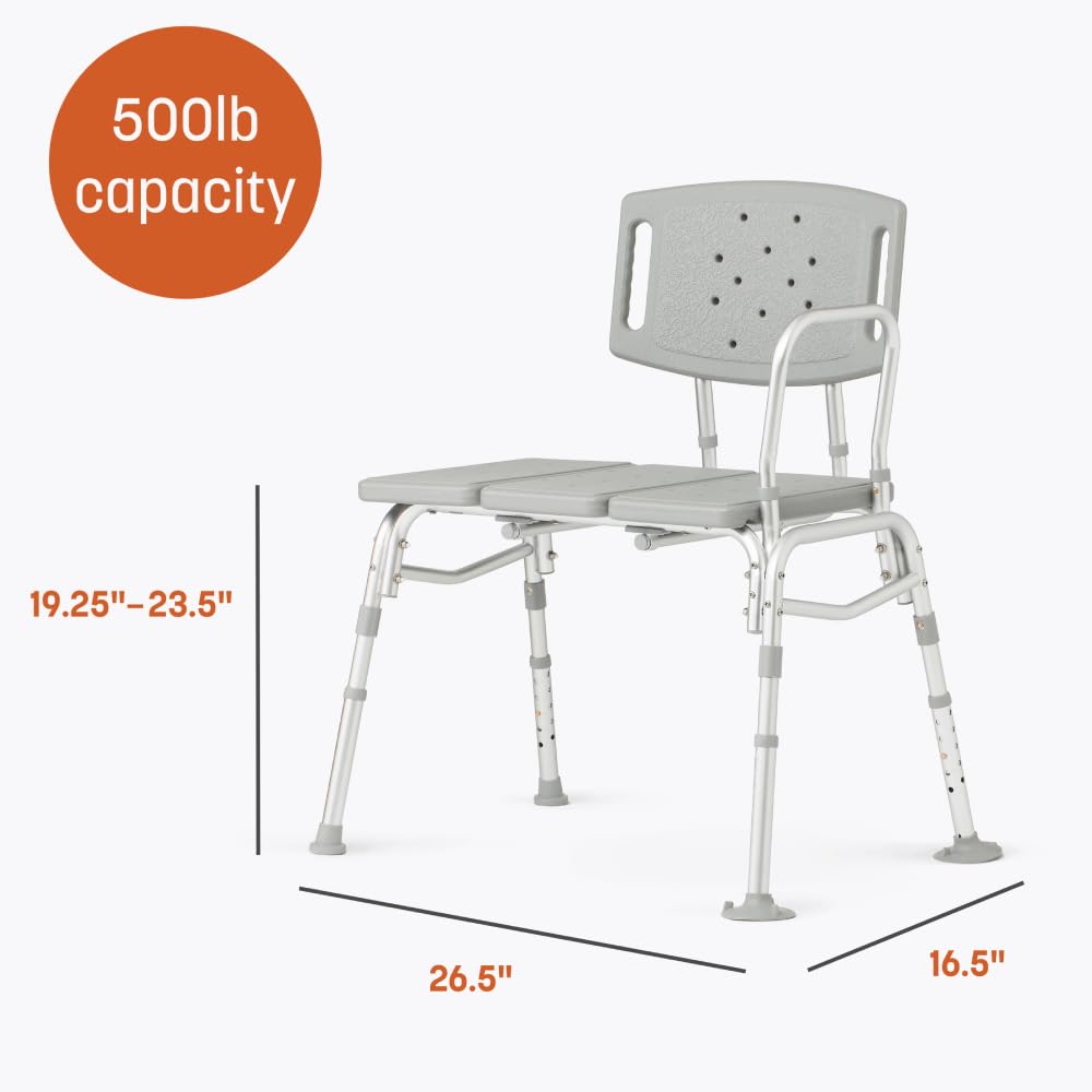 Bariatric Tub Transfer Bench with Anti-Slip Suction Feet 500lb Weight Capacity I8791