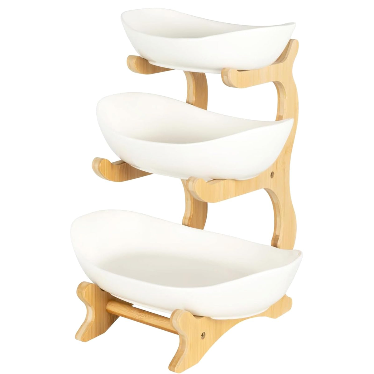 3-Tier Oval Fruit Basket with Bamboo Stand R10242