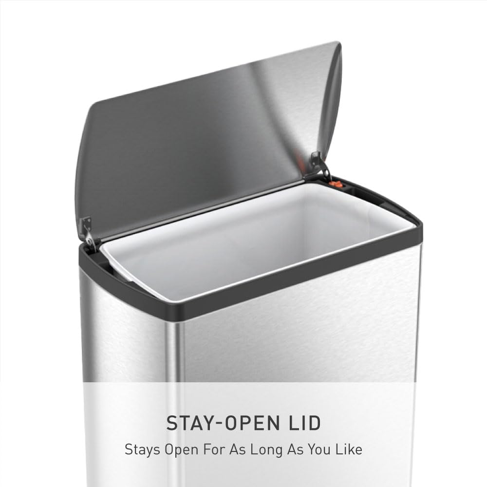 50 Liter Rectangular Brushed Stainless Steel Step Trash Can Q26226