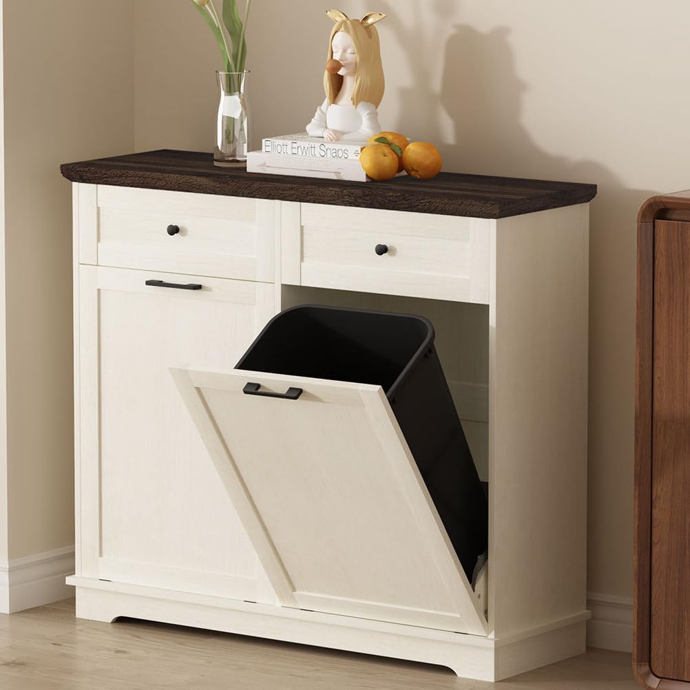 Double Tilt Out Trash Cabinet, Antique White D415200