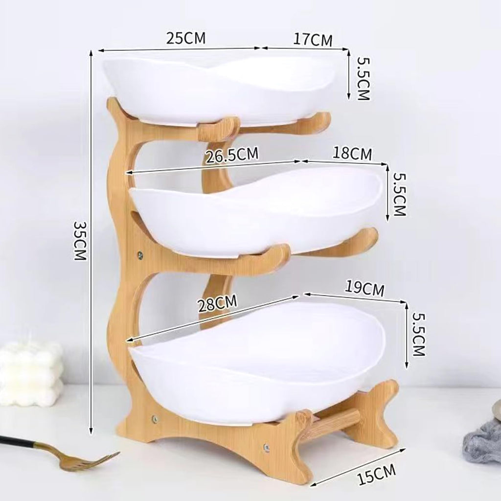 3-Tier Oval Fruit Basket with Bamboo Stand R10242