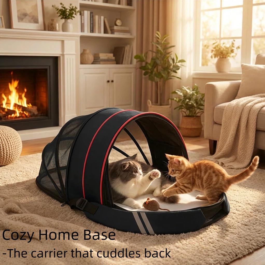 Expandable Dog Backpack Carrier with Breathable Front Opening-Black L56638