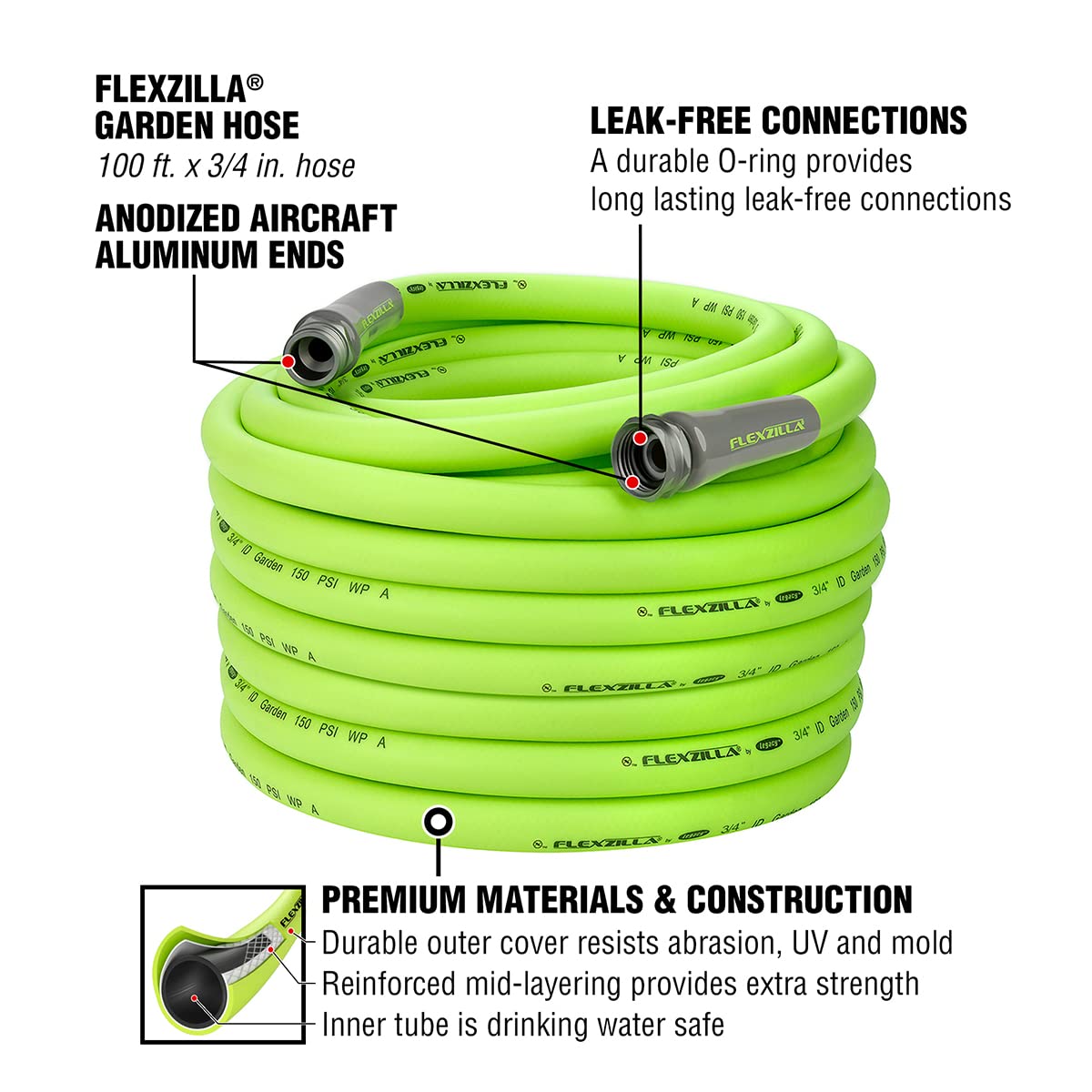 3/4 in. x 100 ft. Drinking Water Safe Garden Hose & Twist Action Nozzle B4644