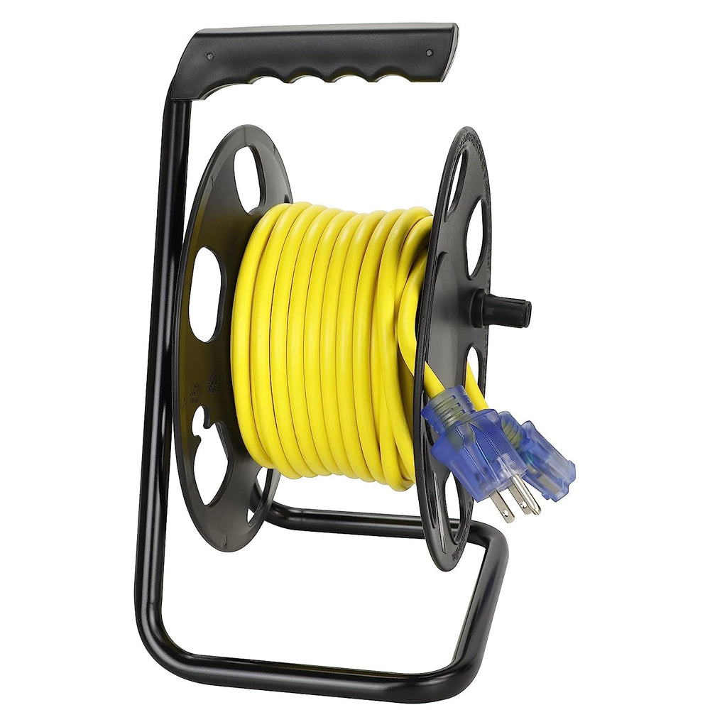 50ft Yellow Outdoor Extension Cord & Cord Storage Reel V36541