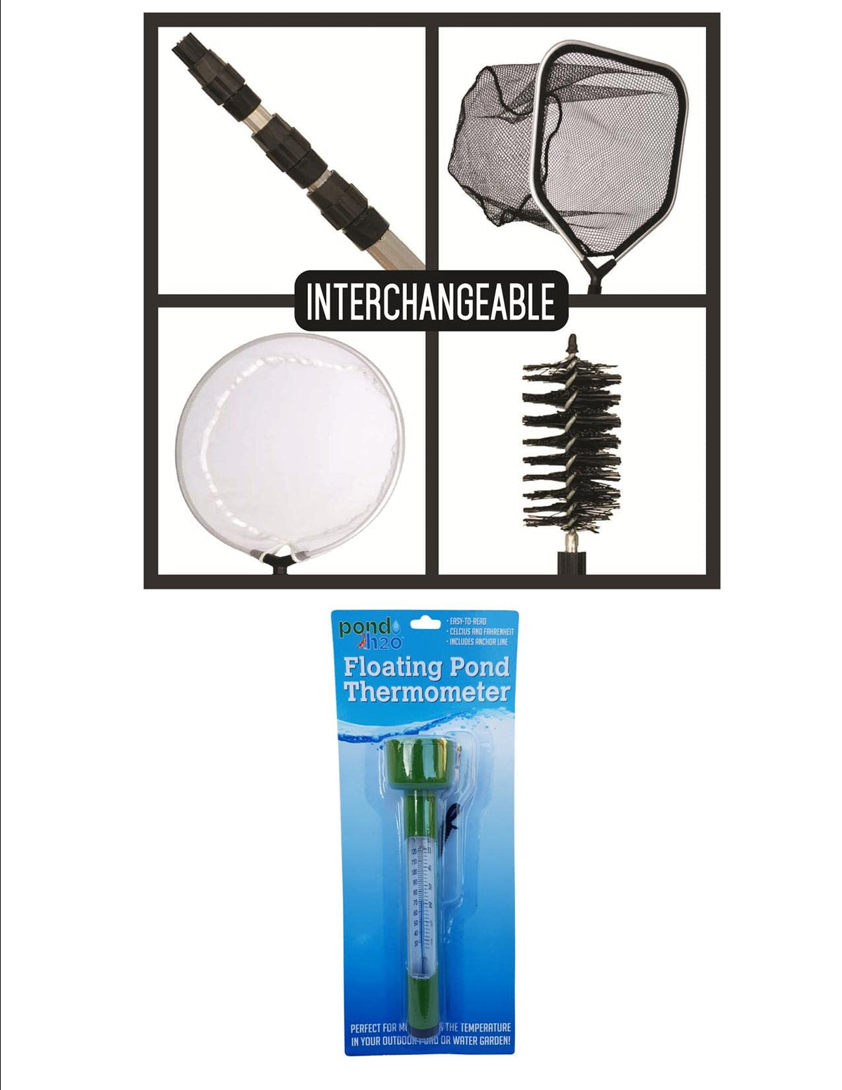 Floating Pond Thermometer & 4-in-1 Pond Cleaning Care Kit P617420