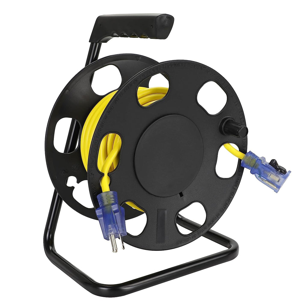 50ft Yellow Outdoor Extension Cord & Cord Storage Reel V36541