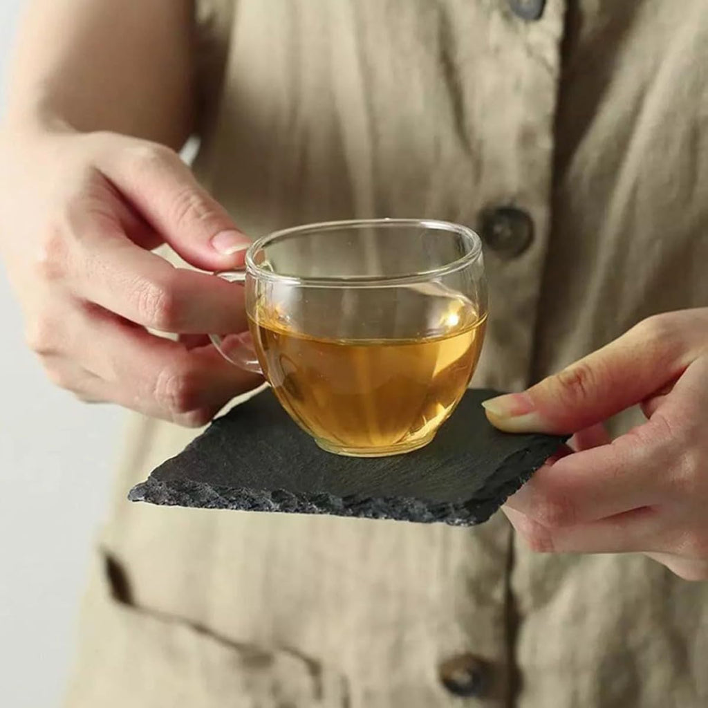 Black Natural Stone Cup Coaster Set Z650