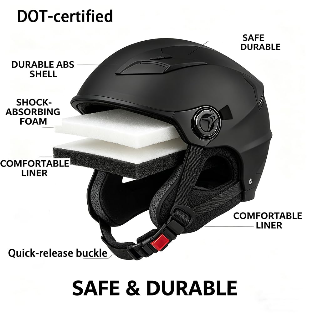 3/4 Open Face Motorcycle Helmet with Double Visor B538