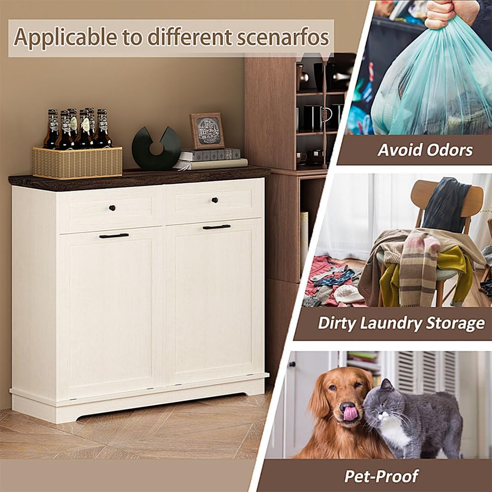 Double Tilt Out Trash Cabinet, Antique White D415200