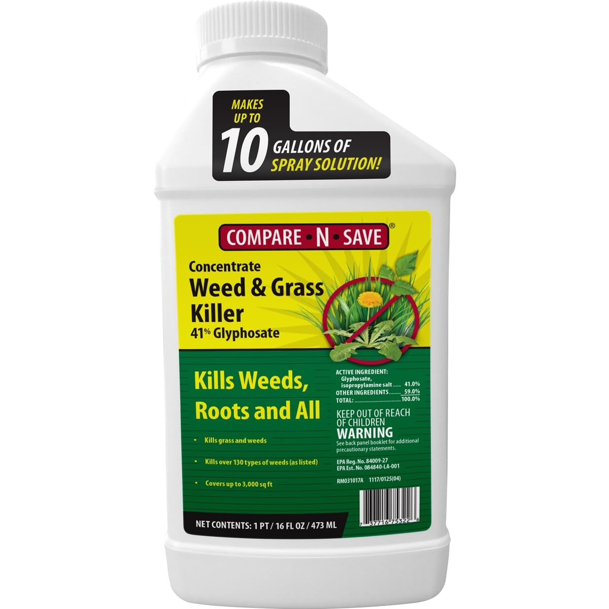 Glyphosate Concentrate Grass & Weed Killer Herbicide, 16-ounce I107
