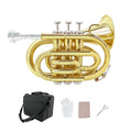 Pocket Trumpet Mini Brass Instrument with 7C Mouthpiece & Case D2876