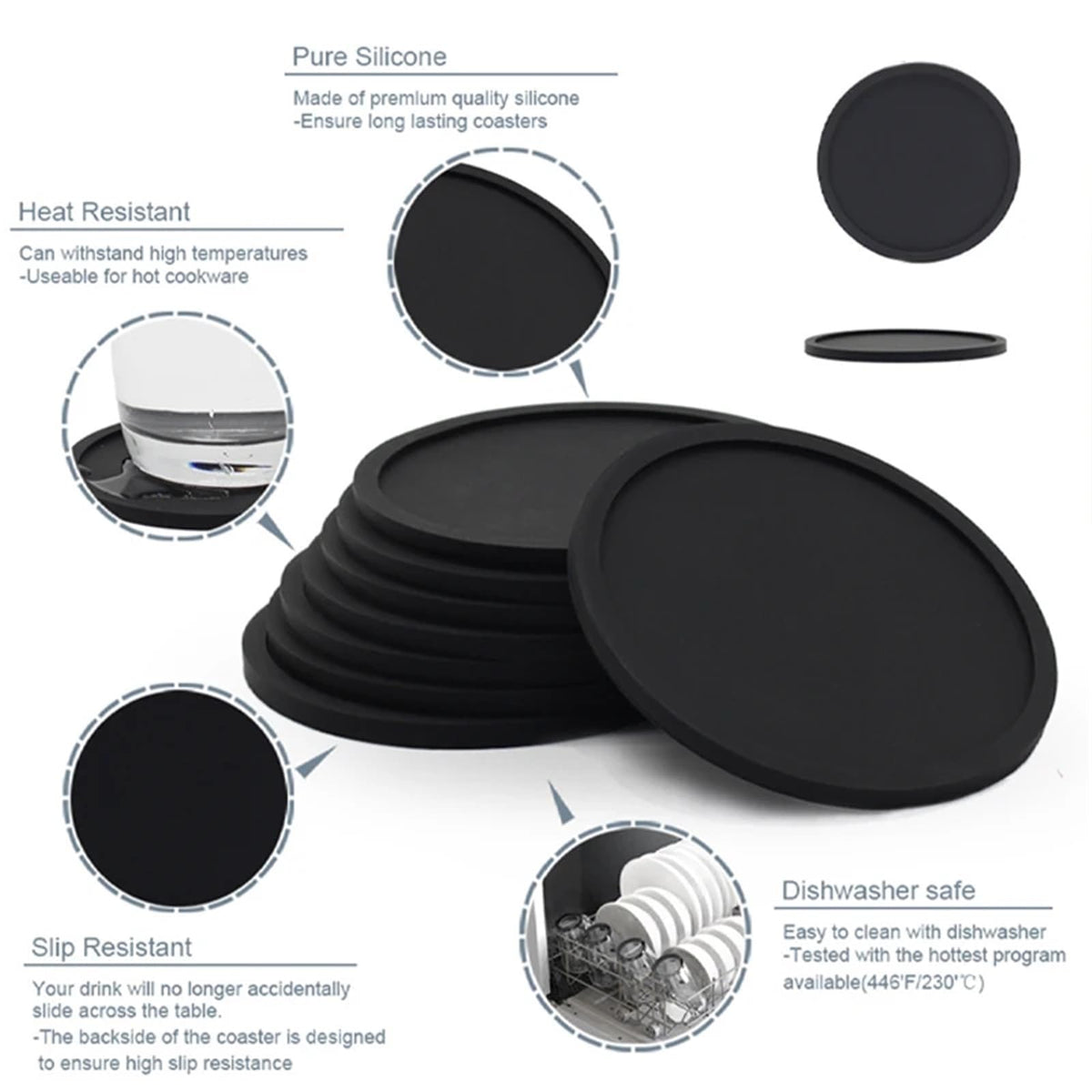 32 Pc Silicone Coasters H545