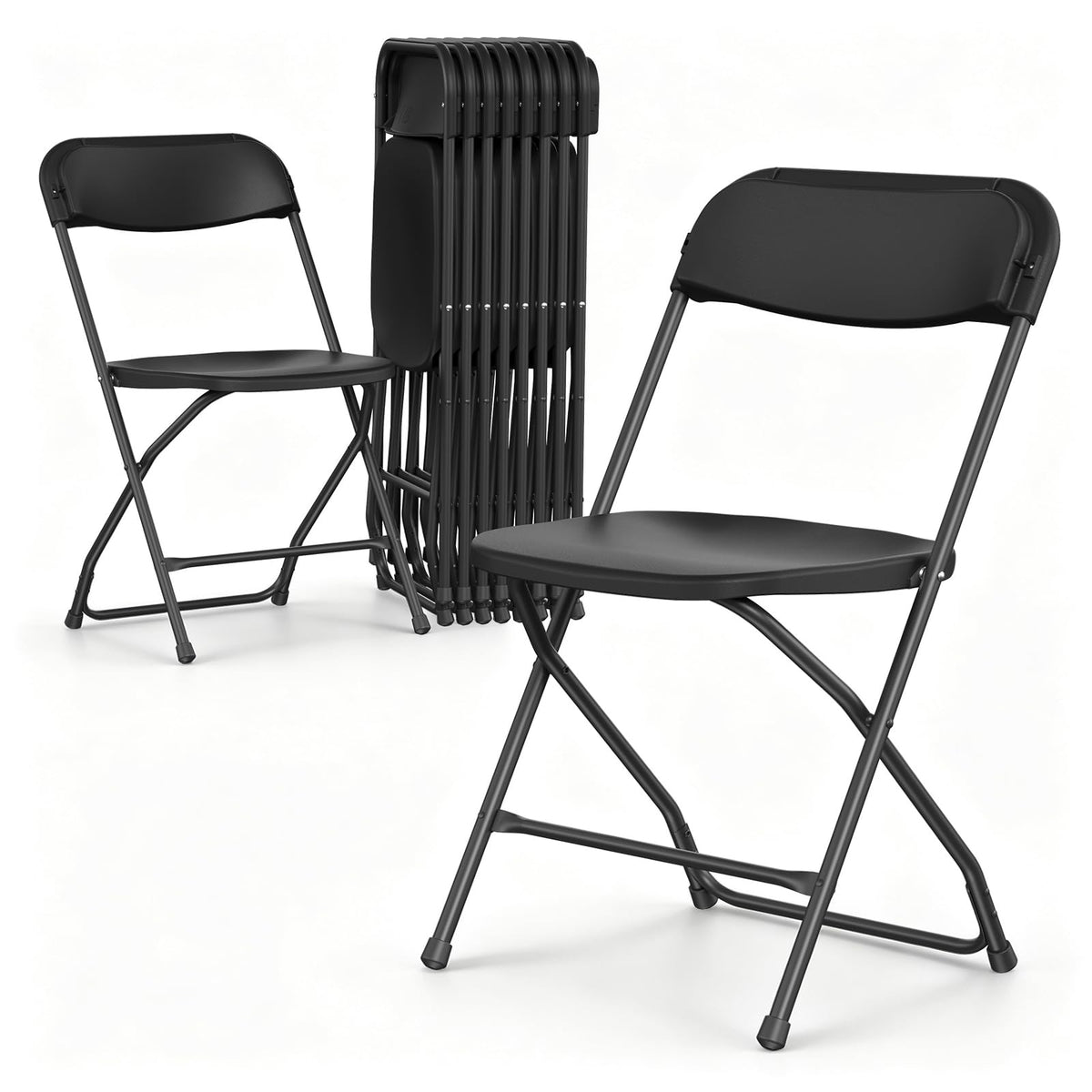 10 Pack Lightweight Stackable Plastic Folding Chairs with Steel Frame C44896