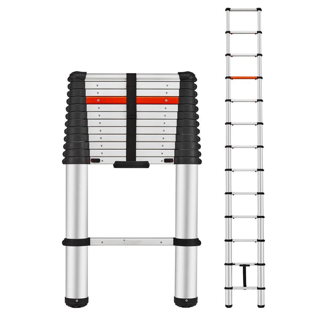 Telescoping Aluminum Ladder 12.9 FT 250lb Capacity R153