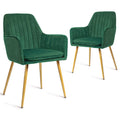 Set of 2 Green Velvet Upholstered Dining Chairs with Metal Legs Y849904