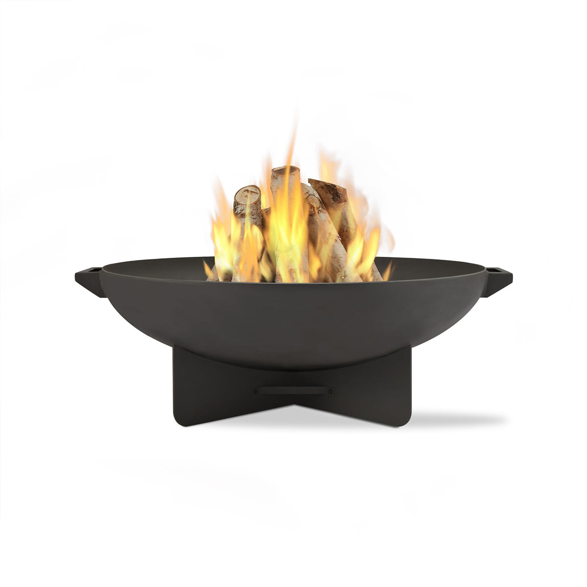 36” Round Wood Burning Steel Fire Pit with Spark Screen, Poker, Log Grate and Storage Cover E4410