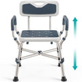 Blue Adjustable Shower Chair with Padded Armrests and Back I708452
