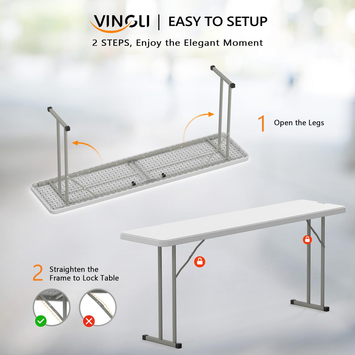 White 6 FT Narrow Folding Table Q23668