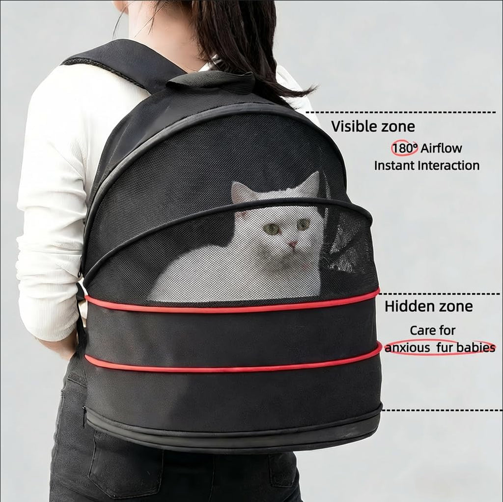 Expandable Dog Backpack Carrier with Breathable Front Opening-Black L56638
