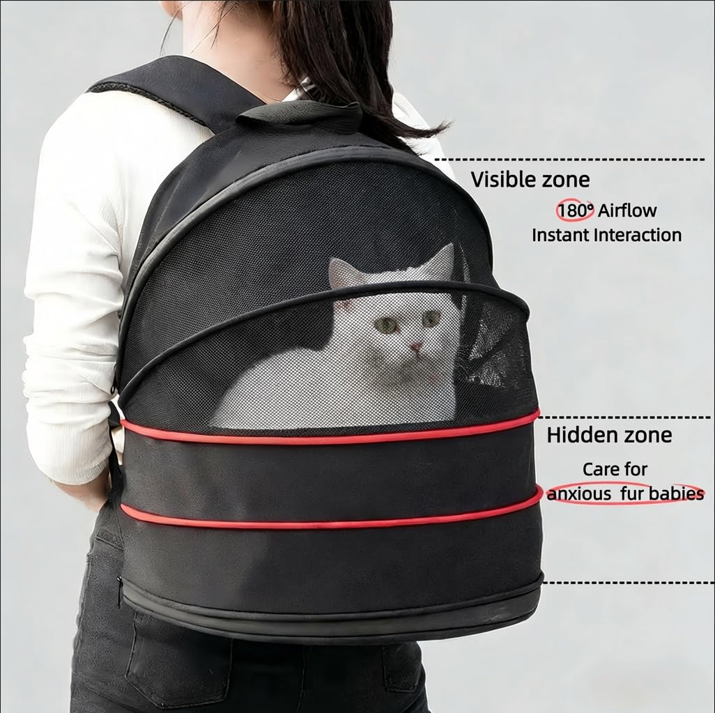 Expandable Dog Backpack Carrier with Breathable Front Opening-Black L56638