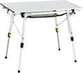 Folding Portable Camping Table with Adjustable Height Aluminum Roll Up Top B49761