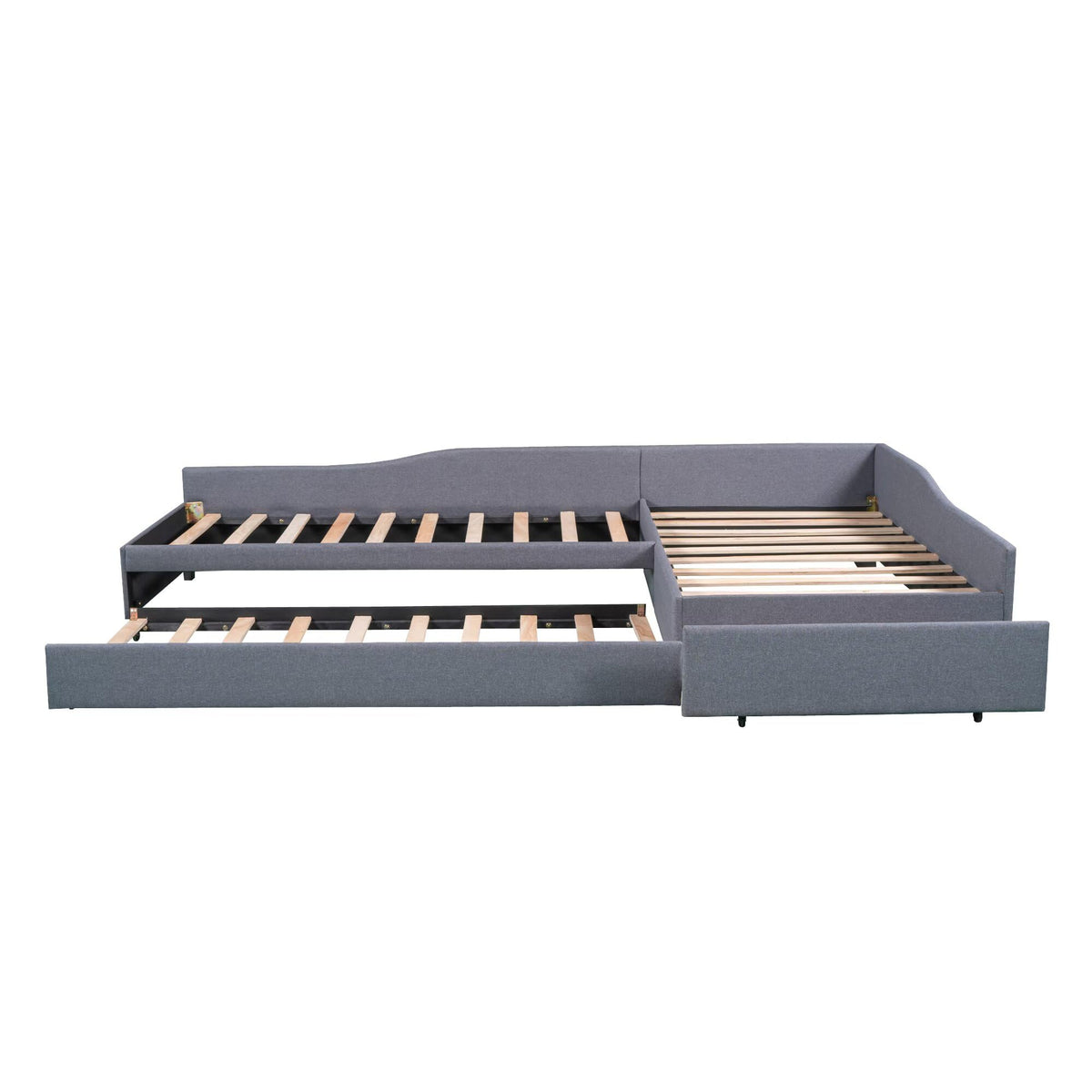 Gray L-Shaped Daybed with Trundle & Drawer M91413