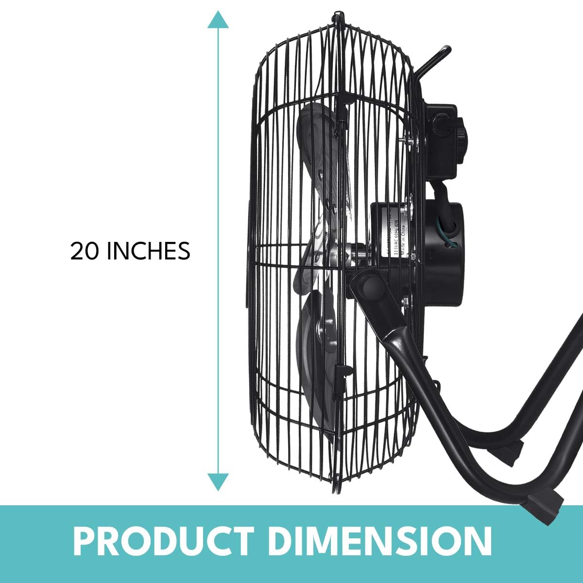 20 in. 3 Speed Metal Floor Fan in Black with Tilting Head X81624