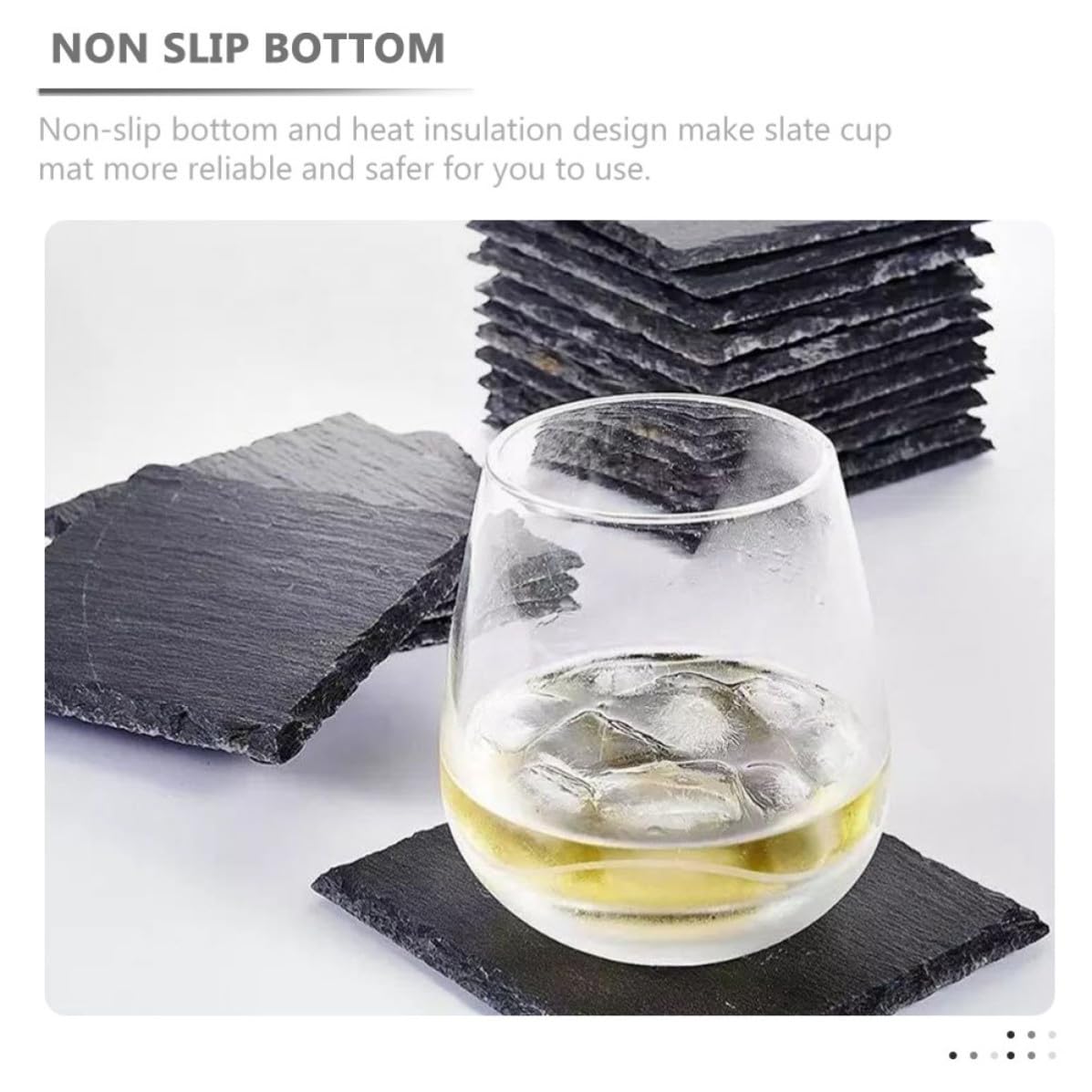 Black Natural Stone Cup Coaster Set Z650