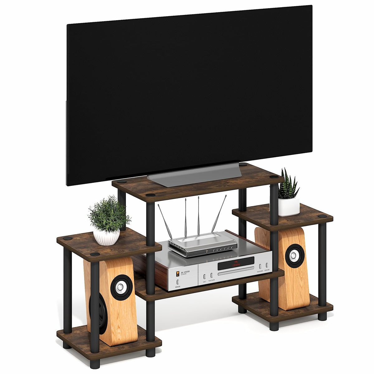 6-Shelf Toolless TV Stand with Raised Top for TV up to 50 Inch L2801