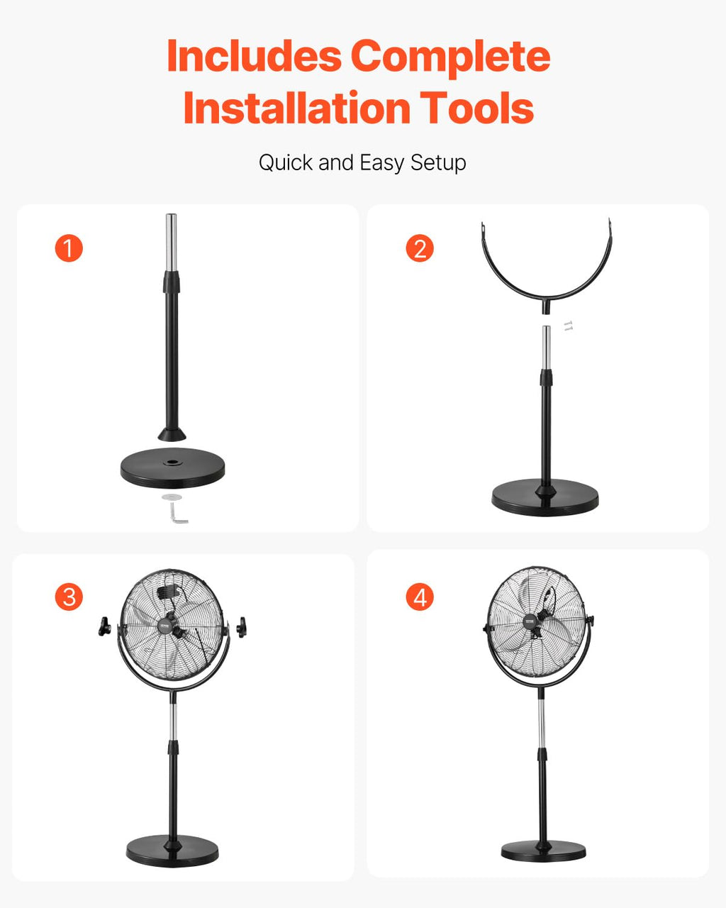 18 Inch Adjustable Height Standing Fan with 3 Speeds, Black T97150