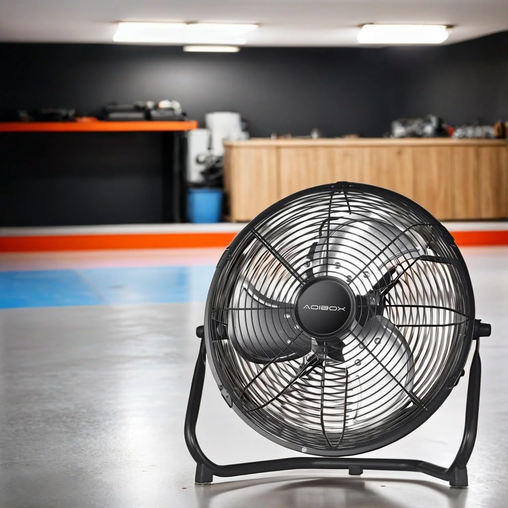 20 in. 3 Speed Metal Floor Fan in Black with Tilting Head X81624
